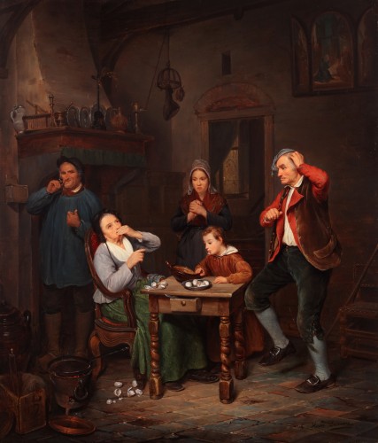 19th century - The empty Eggshells - Henri de Coene (1798- 1866)