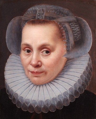 Portrait de dame au col de dentelle - Ecole flamande d'Anvers (1580/90)