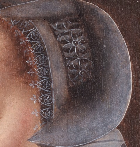 Tableaux et dessins Tableaux XVIe siècle - Portrait de dame au col de dentelle - Ecole flamande d'Anvers (1580/90)
