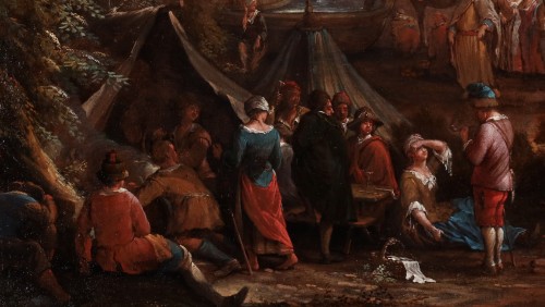 Tableaux et dessins Tableaux XVIIIe siècle - Place de ville animée avec marché d'art - Jacques Rijsbrack (1685-1765)