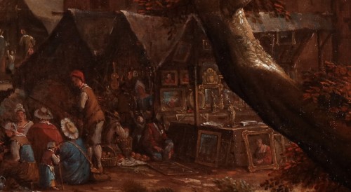 Place de ville animée avec marché d'art - Jacques Rijsbrack (1685-1765) - 
