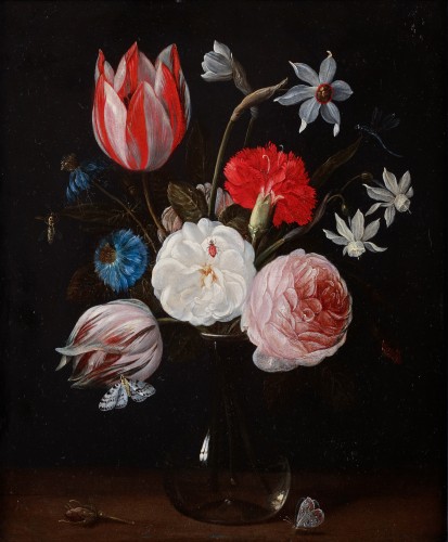 Nature morte aux fleurs dans un vase de cristal - Jan van Kessel (1626- 1679)