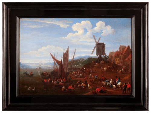 XVIIe siècle - Deux paysages animés au bord d'une rivière - Mathys Schoevaerdts