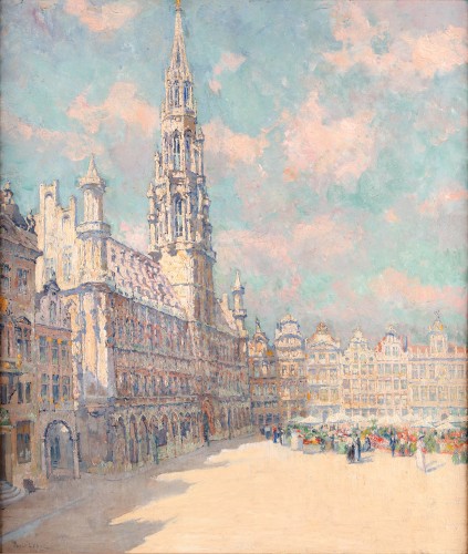 La Grand-Place de Bruxelles - Paul Leduc (1876-1943)  - Paintings & Drawings Style 