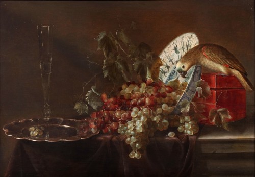 Still life with grapes and a parrot - Gillis de Bergh (ca. 1600 - 1669)