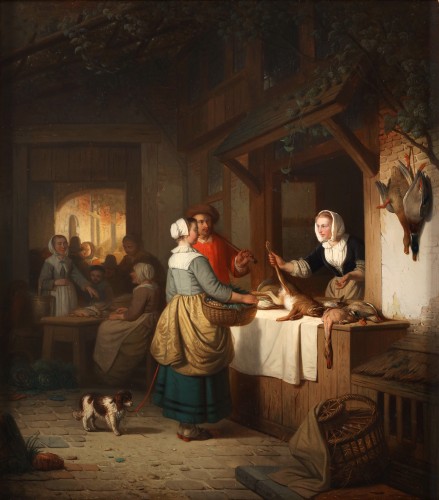 Paintings & Drawings  - The pretty poulterer - Adriaan De Braekeleer (1818-1904)