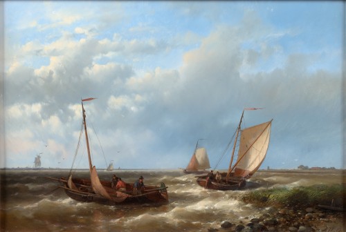 Navires près du rivage - Abraham Hulk (1813-1897)