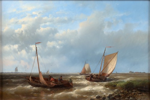 Ships near the shore - Abraham Hulk (1813-1897)  - Paintings & Drawings Style 