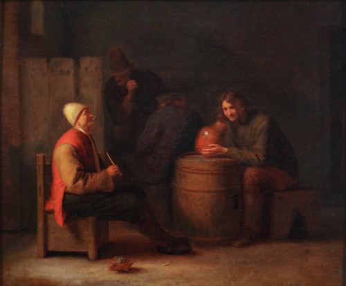 Interior with drinking and smoking peasants - Pieter Hermans. Verelst