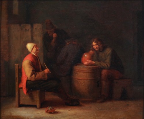 Paintings & Drawings  - Interior with drinking and smoking peasants - Pieter Hermans. Verelst
