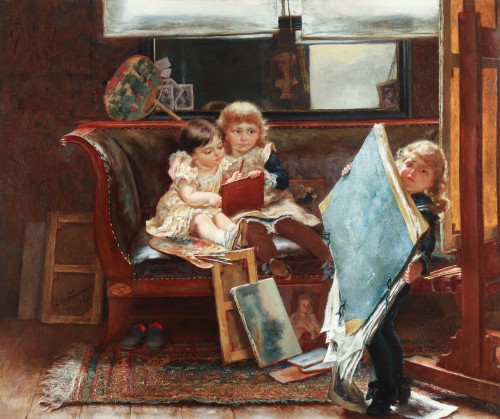 The young artists - Edgar Farasyn (1858 - 1938) - Paintings & Drawings Style 