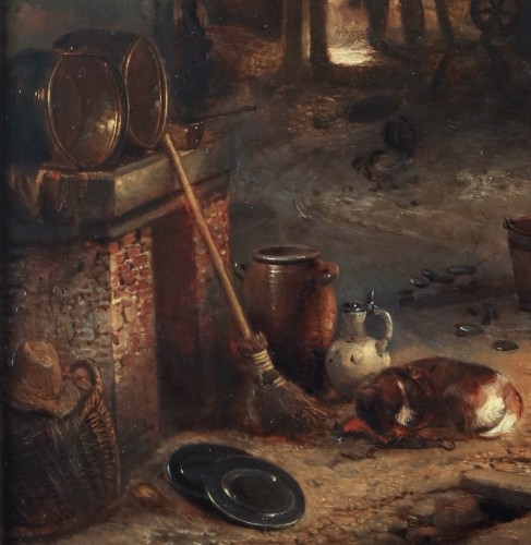 Resting traveller receiving a refreshment - Henri Leys (1815 - 1869) - 