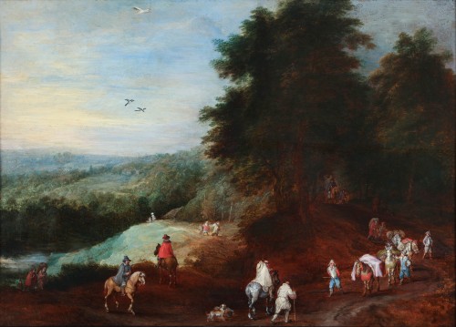 A busy road - Jan Brueghel the Younger (1601- 1678) - Paintings & Drawings Style 