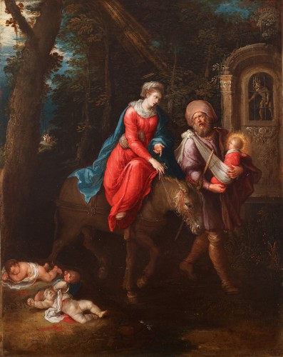The flight into Egypt - Vincent Malo (c. 1605- c. 1650) - Paintings & Drawings Style 