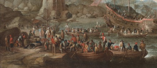 Tableaux et dessins Tableaux XVIIe siècle - Navires marchands près de la côte - Sebastiaen a Castro (1633-1656)