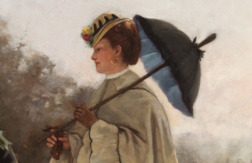 Jeune fille montrant le chemin à une femme noble - Louis-Charles Verwee (1832-1882) - Jan Muller