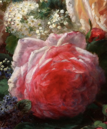 XIXe siècle - Une nature morte avec un bouquet de fleurs et un bourdon - Jean-Baptiste Robie