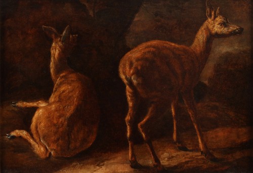 Tableaux et dessins Tableaux XVIIe siècle - Deux veaux de cerf - Nicasius Bernaerts (Anvers 1620-Paris 1678)