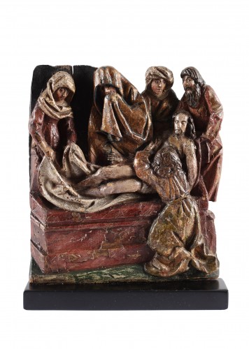 La Mise au tombeau du Christ - Ecole flamande (vers 1500) - Sculpture Style 