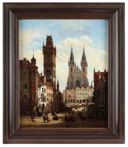 View of Prague with the Church of Our Lady before Tyn - Emile de Cauwer - Paintings & Drawings Style 