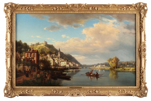 A view of Dinant - Charles Kuwasseg (1838- 1904) - Paintings & Drawings Style 