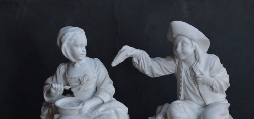 Paire de statuettes en biscuit de porcelaine tendre de Sèvres, vers 1780-1785 - Céramiques, Porcelaines Style 