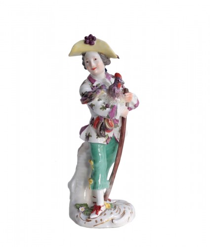 Le jeune homme à la poule, porcelaine de Meissen vers 1750