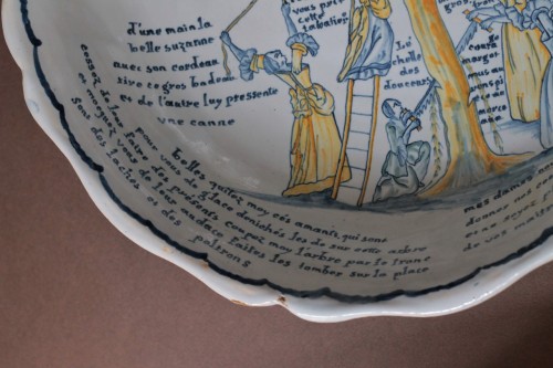 XVIIIe siècle - Jatte en faïence de Nevers à l'arbre d'amour, datée 1770