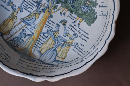  - Nevers earthenware bowl with the tree of love, dated 1770