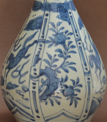 Porcelain & Faience  - Chinese porcelain vase with blue monochrome decoration,  (1573-1620)