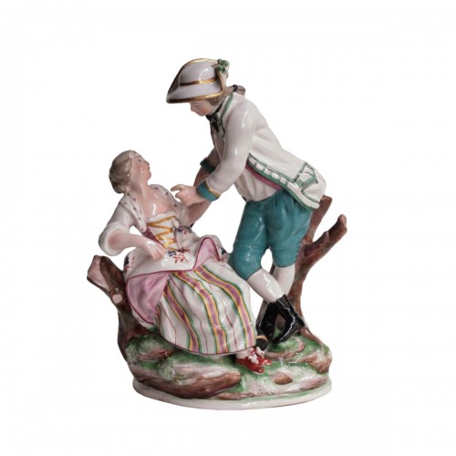 Couple of hunters in Niderviller earthenware, Custine period 18th century