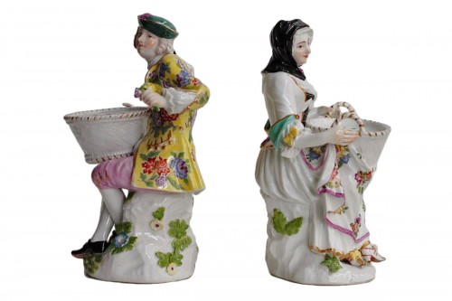 Paire de statuettes Meissen représentant un jardinier et une jardinière