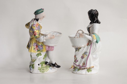 18th century - Pair of Meissen statuettes of a gardener and a window box, 18th c.