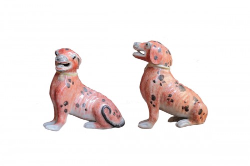 Chinese porcelain dogs, Qianlong period (1736-1795).
