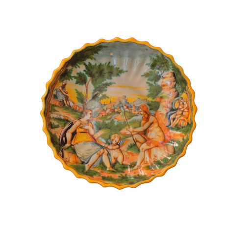 Crespina in Urbino majolica depicting Omphale and Hercules 16th century