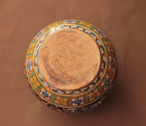 Faenza, vase de pharmacie boule "a quartieri" vers 1550-1560 - JM Béalu & Fils