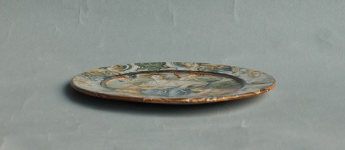 Castelli earthenware plate depicting Charity, Gentili workshop c. 1685-95 - 