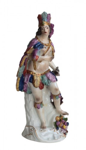 Meissen porcelain statuette depicting an allegory of America, circa 1750.