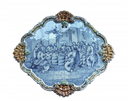 Oval plate in Delft earthenware with decoration the Last Supper,18th century