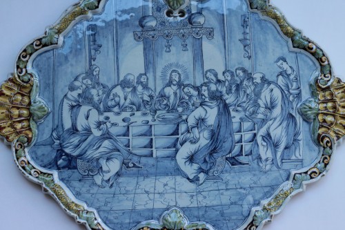 Oval plate in Delft earthenware with decoration the Last Supper,18th century - 