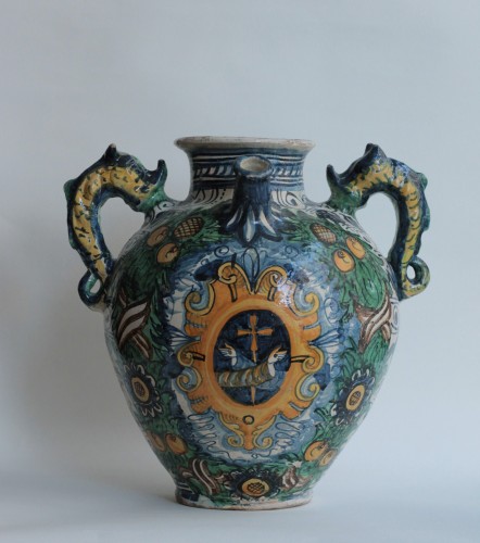 Large Jar in Montelupo majolica, 17th century - Porcelain & Faience Style Louis XIII
