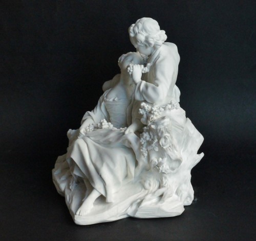 Porcelain & Faience  - Vincennes-Sèvres porcelain biscuit group depicting grape eaters, c. 1755 