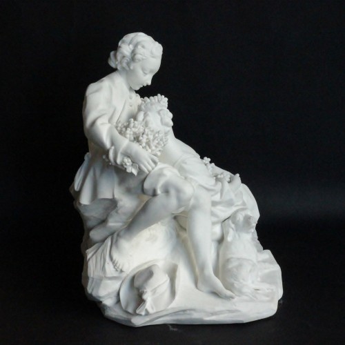 18th century - Vincennes-Sèvres porcelain biscuit group depicting grape eaters, c. 1755 