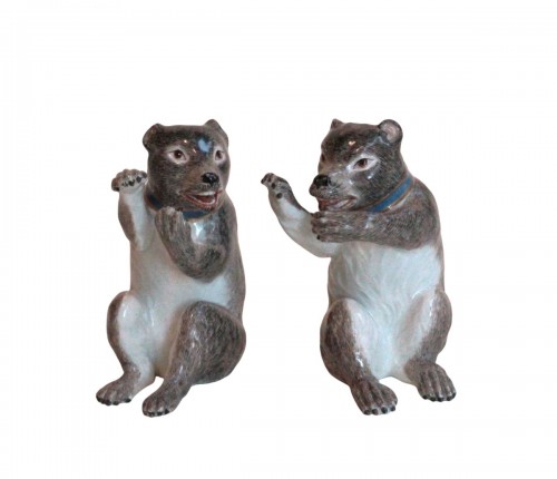 Deux ours en porcelaine de Meissen, modèle de Kaendler vers 1745