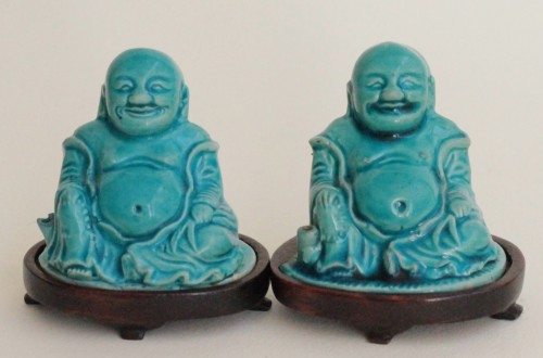 Two incense burners depicting Buadai, China porcelain, Kangxi period - Asian Works of Art Style 