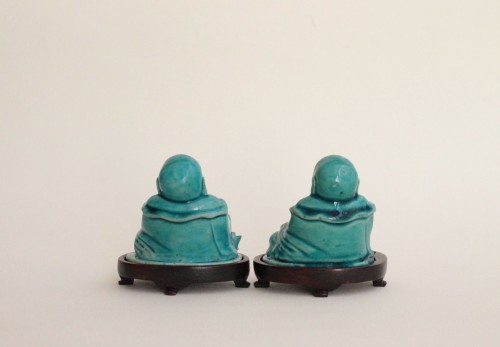 Two incense burners depicting Buadai, China porcelain, Kangxi period - 