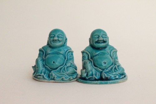 Two incense burners depicting Buadai, China porcelain, Kangxi period - 