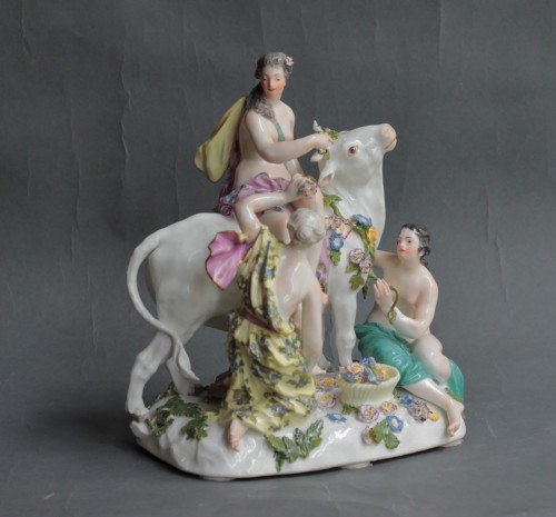 Louis XV - Groupe l'enlèvement d'Europe en porcelaine de Meissen, modèle de Kandler, 1750.