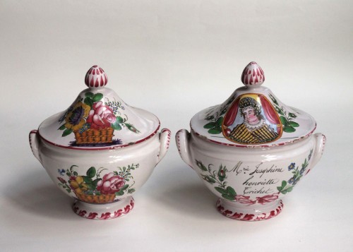 Two small earthenware soup bowls from Les Islettes-Bois d'Epenses, Dupré, 1 - Porcelain & Faience Style Empire