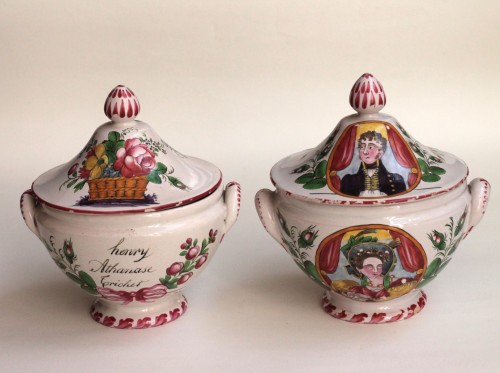 Two small earthenware soup bowls from Les Islettes-Bois d'Epenses, Dupré, 1 - 
